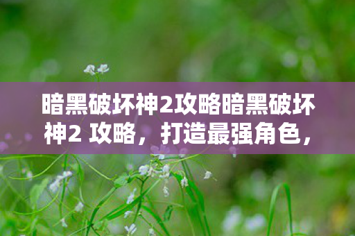 暗黑破坏神2攻略暗黑破坏神2 攻略，打造最强角色，征服地狱，暗黑破坏神2，打造最强角色，征服地狱的攻略
