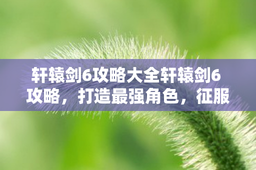 轩辕剑6攻略大全轩辕剑6 攻略,打造最强角色,征服奇幻世界,轩辕剑6,打造最强角色,征服奇幻世界攻略大全 轩辕剑6攻略大全轩辕剑6 攻略,打造最强角色,征服奇幻世界,轩辕剑6,打造最强角色,征服奇幻世界攻略大全