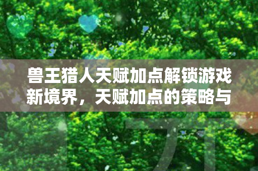 兽王猎人天赋加点解锁游戏新境界，天赋加点的策略与影响，兽王猎人天赋加点解锁新境界，策略与影响全解析