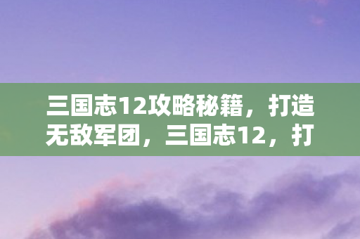 三国志12攻略秘籍,打造无敌军团,三国志12,打造无敌军团攻略秘籍 三国志12攻略秘籍,打造无敌军团,三国志12,打造无敌军团攻略秘籍