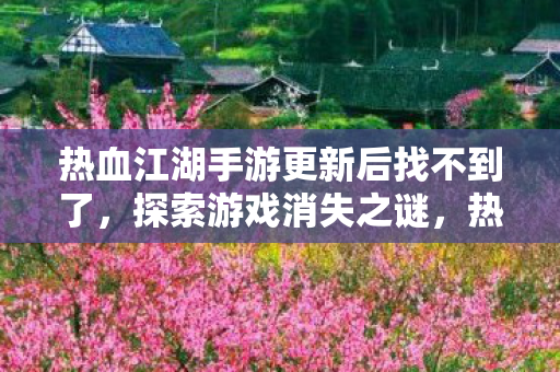 热血江湖手游更新后找不到了图片