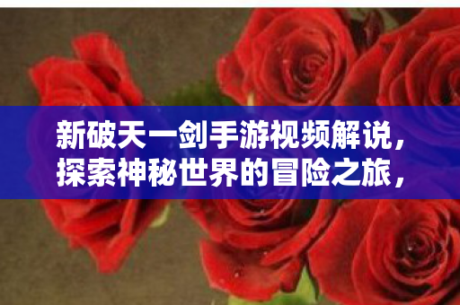 新破天一剑手游视频解说图片