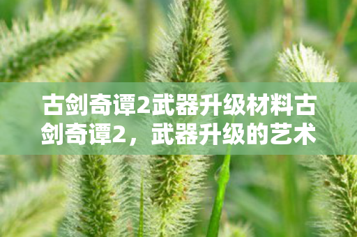 古剑奇谭2武器升级材料古剑奇谭2，武器升级的艺术与策略，古剑奇谭2，武器升级的艺术与策略