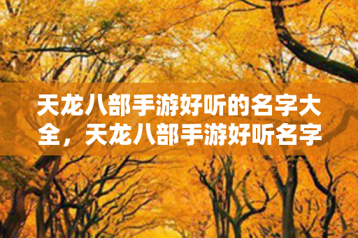 天龙八部手游好听的名字大全,天龙八部手游好听名字精选 天龙八部手游好听的名字大全,天龙八部手游好听名字精选
