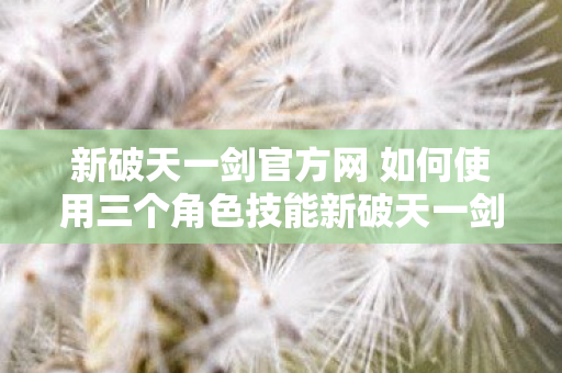 新破天一剑官方网 如何使用三个角色技能新破天一剑官方网图片