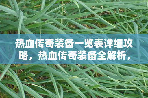 热血传奇装备一览表详细攻略，热血传奇装备全解析，打造最强战斗力