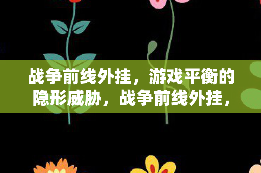 战争前线外挂，游戏平衡的隐形威胁，战争前线外挂，游戏平衡的隐形威胁