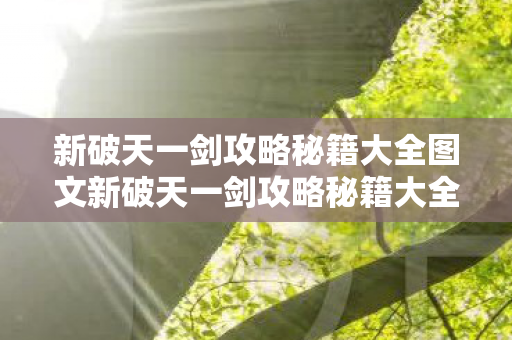 新破天一剑攻略秘籍大全图文新破天一剑攻略秘籍大全图片