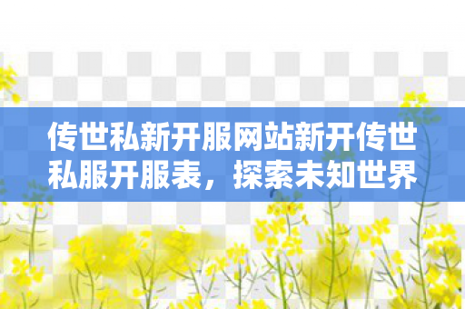 传世私新开服网站新开传世私服开服表图片