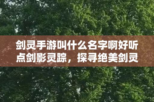 剑灵手游叫什么名字啊好听点剑影灵踪图片