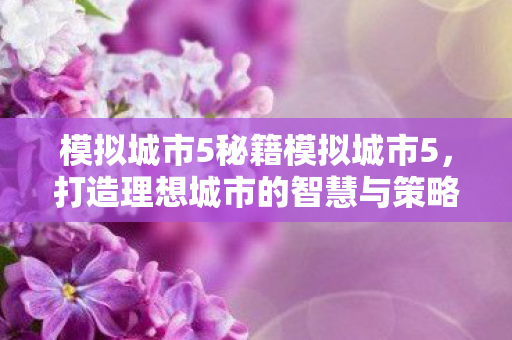 模拟城市5秘籍模拟城市5，打造理想城市的智慧与策略，模拟城市5，打造理想城市的智慧与策略秘籍