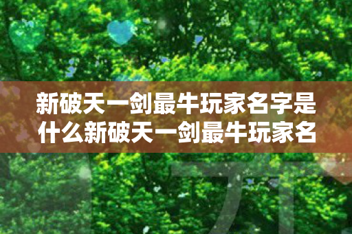 新破天一剑最牛玩家名字是什么新破天一剑最牛玩家名字图片