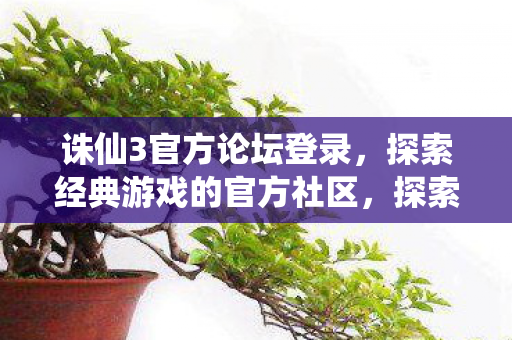 诛仙3官方论坛登录，探索经典游戏的官方社区，探索诛仙3官方论坛，与经典游戏社区互动