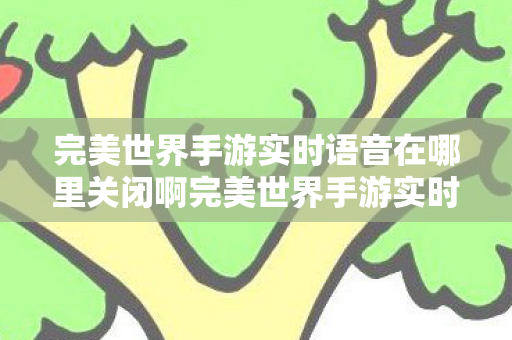 完美世界手游实时语音在哪里关闭啊完美世界手游实时语音关闭指南，完美世界手游实时语音关闭指南