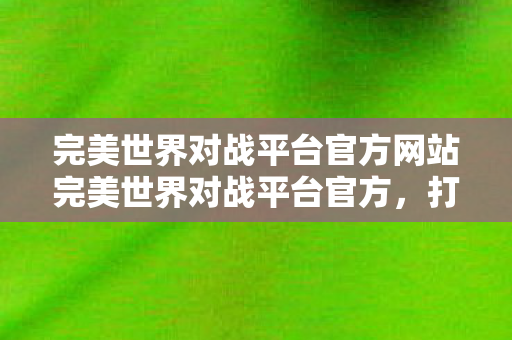 打造公平竞技舞台 完美世界对战平台官方网站上线图片