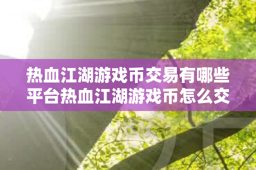 热血江湖游戏币交易有哪些平台热血江湖游戏币怎么交易，热血江湖游戏币交易平台及交易方式指南