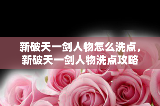 新破天一剑人物怎么洗点图片