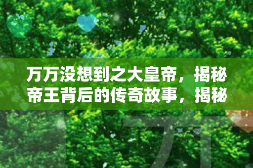 万万没想到之大皇帝，揭秘帝王背后的传奇故事，揭秘帝王背后的传奇故事，万万没想到之大皇帝