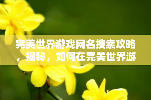 如何在完美世界游戏中快速找到心仪的游戏网名图片