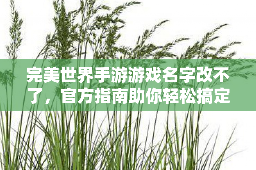 如何轻松修改完美世界手游游戏名字图片