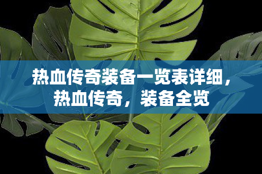 热血传奇装备一览表详细图片