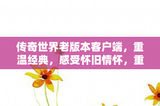 传奇世界老版本客户端唤起怀旧情怀图片