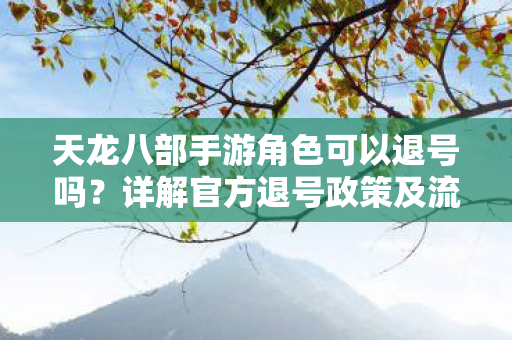 天龙八部手游官方退号政策及流程全解析图片
