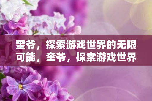 奎爷,探索游戏世界的无限可能,奎爷,探索游戏世界的无限可能 奎爷,探索游戏世界的无限可能,奎爷,探索游戏世界的无限可能