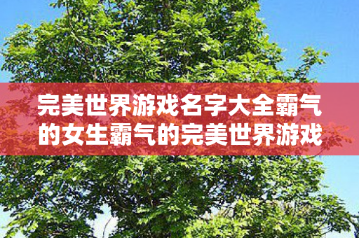 完美世界游戏名字大全霸气的女生霸气的完美世界游戏名字大全，霸气女生专属！完美世界游戏名字大全