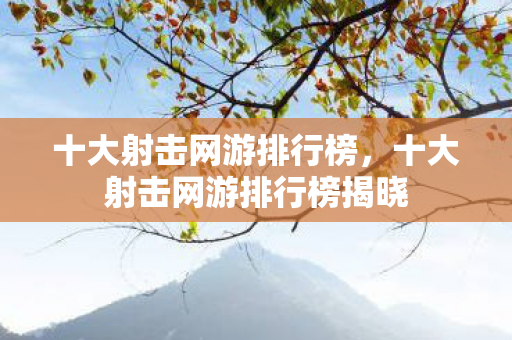 十大射击网游排行榜,十大射击网游排行榜揭晓 十大射击网游排行榜,十大射击网游排行榜揭晓