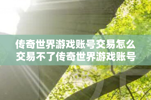 传奇世界游戏账号交易怎么交易不了传奇世界游戏账号交易怎么交易图片