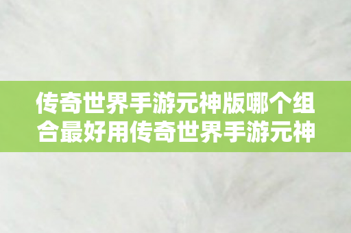 传奇世界手游元神版哪个组合最好用传奇世界手游元神版图片