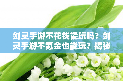 剑灵手游不花钱能玩吗？剑灵手游不氪金也能玩？揭秘平民玩家的生存之道！