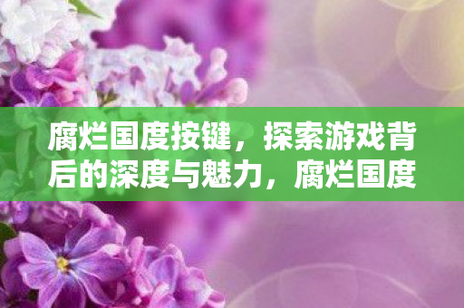 腐烂国度按键,探索游戏背后的深度与魅力,腐烂国度按键,解锁游戏深度与魅力 腐烂国度按键,探索游戏背后的深度与魅力,腐烂国度按键,解锁游戏深度与魅力