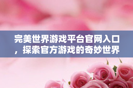 完美世界游戏平台官网入口图片
