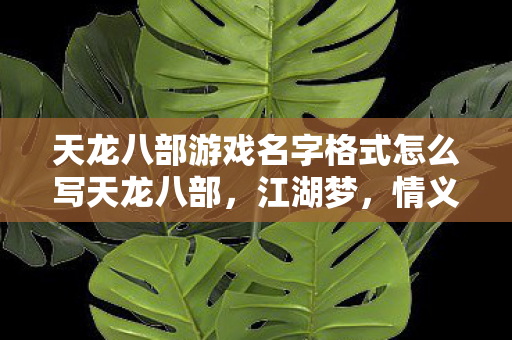 天龙八部游戏名字格式怎么写天龙八部，江湖梦，情义长，天龙八部江湖梦，情义长，游戏名字格式全解析