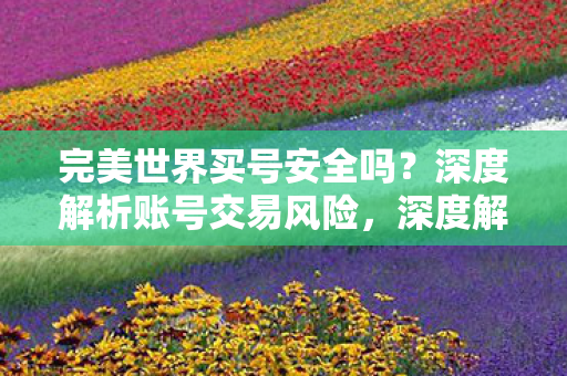 完美世界买号安全吗？深度解析账号交易风险，深度解析，完美世界账号交易风险与安全