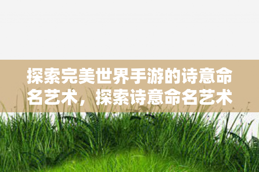 探索完美世界手游的诗意命名艺术图片