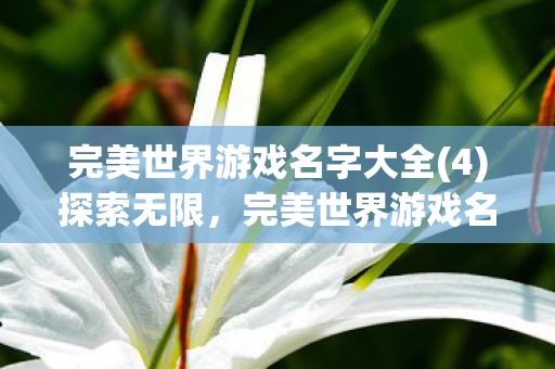 完美世界游戏名字创意集锦图片