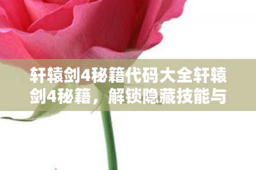 轩辕剑4秘籍代码大全轩辕剑4秘籍，解锁隐藏技能与装备全攻略，轩辕剑4秘籍解锁全攻略，解锁隐藏技能与装备