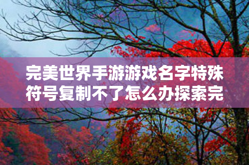 完美世界手游游戏名字特殊符号复制不了怎么办探索完美世界手游中的独特名字艺术图片