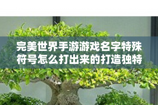 完美世界手游游戏名字特殊符号怎么打出来的打造独特游戏昵称图片