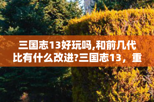 三国志13好玩吗,和前几代比有什么改进?三国志13,重温历史,战略与冒险的完美结合,三国志13,战略与冒险的完美结合,重温历史新体验 三国志13好玩吗,和前几代比有什么改进?三国志13,重温历史,战略与冒险的完美结合,三国志13,战略与冒险的完美结合,重温历史新体验