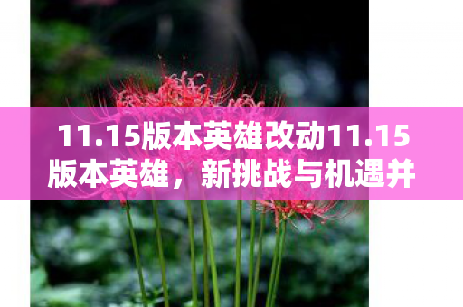 11.15版本英雄改动11.15版本英雄,新挑战与机遇并存,11.15版本英雄改动,新挑战与机遇并存 11.15版本英雄改动11.15版本英雄,新挑战与机遇并存,11.15版本英雄改动,新挑战与机遇并存